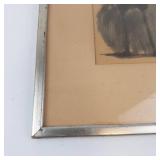 Leon Applebaum Circumspect Ostrich 1959 Watercolor Framed