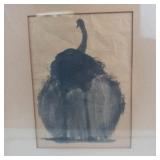 Leon Applebaum Circumspect Ostrich 1959 Watercolor Framed