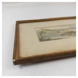 Framed Landscape Watercolor Painting
