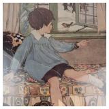 Anne Anderson a Robin at the Window Framed Print