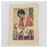 Vintage Illustrated Mother and Child Print