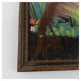 Vintage Mexican Feathercraft Bird Picture in Wooden Frame