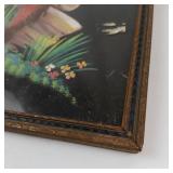 Vintage Mexican Feathercraft Bird Picture in Wooden Frame