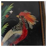 Vintage Mexican Feathercraft Bird Picture in Wooden Frame