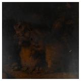 19th Century Oil Painting With Two Squirrels and a Bird