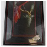 Vintage Mexican Feather Art Bird Painting in Frame
