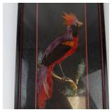 Vintage Mexican Feather Art Bird Painting in Frame