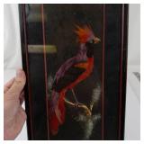 Vintage Mexican Feather Art Bird Painting in Frame