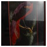 Vintage Mexican Feather Art Bird Painting in Frame