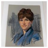 Original Signed Oil Pastel Portrait Drawing