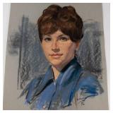Original Signed Oil Pastel Portrait Drawing
