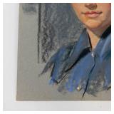 Original Signed Oil Pastel Portrait Drawing
