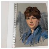 Original Signed Oil Pastel Portrait Drawing