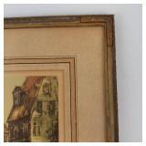 Claude Dorval Venice Canal Scene Continental Lithograph Print Framed