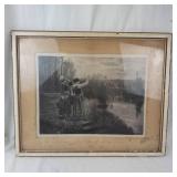 Daniel Ridgway Knight Hailing the Ferry Framed Print 25 X 20 Inches