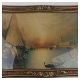 Vintage Richard Dey De Ribcowsky Traders in the Harbor of Venice Framed Print