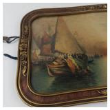 Vintage Richard Dey De Ribcowsky Traders in the Harbor of Venice Framed Print