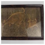 Vintage Framed Deer Wildlife Print Wall Art