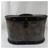Vintage Oval Faux Crocodile Storage Boxes Set of 2