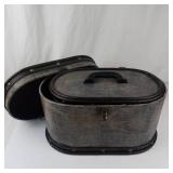 Vintage Oval Faux Crocodile Storage Boxes Set of 2