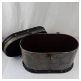 Vintage Oval Faux Crocodile Storage Boxes Set of 2