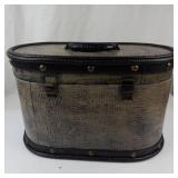 Vintage Oval Faux Crocodile Storage Boxes Set of 2