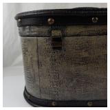 Vintage Oval Faux Crocodile Storage Boxes Set of 2