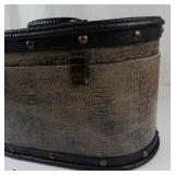 Vintage Oval Faux Crocodile Storage Boxes Set of 2