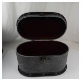 Vintage Oval Faux Crocodile Storage Boxes Set of 2