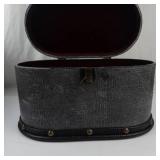 Vintage Oval Faux Crocodile Storage Boxes Set of 2