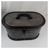 Vintage Oval Faux Crocodile Storage Boxes Set of 2