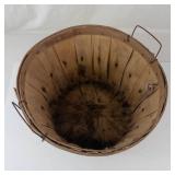 Vintage Wooden Bucket With Metal Handles