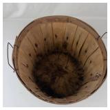 Vintage Wooden Bucket With Metal Handles