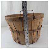 Vintage Wooden Bucket With Metal Handles
