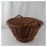 Vintage Handwoven Wicker Basket With Handles