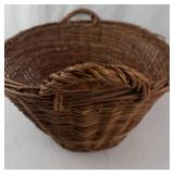 Vintage Handwoven Wicker Basket With Handles