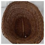 Vintage Handwoven Wicker Basket With Handles