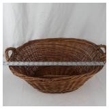 Vintage Handwoven Wicker Basket With Handles