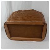 Vintage Red Man Woven Picnic Basket With Wooden Insert