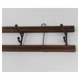Vintage Wooden Wall Coat Rack With Metal Hooks