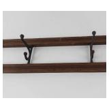 Vintage Wooden Wall Coat Rack With Metal Hooks