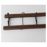 Vintage Wooden Wall Coat Rack With Metal Hooks