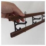 Vintage Wooden Wall Coat Rack With Metal Hooks