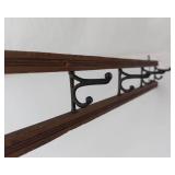 Vintage Wooden Wall Coat Rack With Metal Hooks