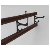 Vintage Wooden Wall Coat Rack With Metal Hooks