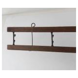 Vintage Wooden Wall Coat Rack With Metal Hooks