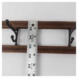 Vintage Wooden Wall Coat Rack With Metal Hooks