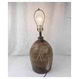 Vintage Studio Art Pottery Table Lamp With Botanical Motif