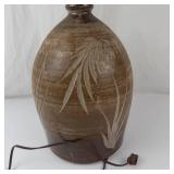Vintage Studio Art Pottery Table Lamp With Botanical Motif