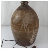 Vintage Studio Art Pottery Table Lamp With Botanical Motif